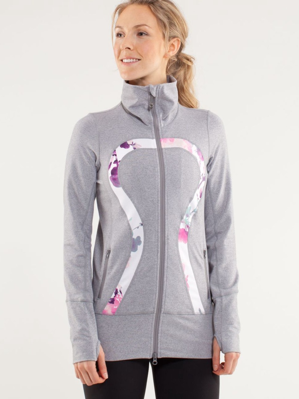 Lululemon In Stride Jacket in heathered fossil/blurred blossom